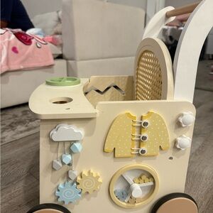 Wooden Activity Walker for Kids - Cream and Yellow